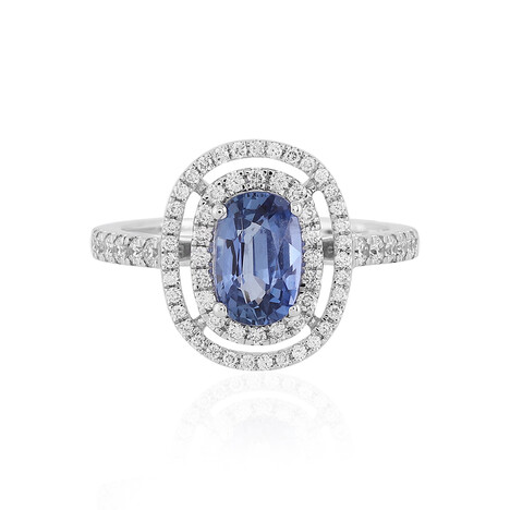 Gouden ring met een Blauwe Ceylon saffier