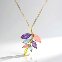 Collana in argento con Quarzo porpora pastello