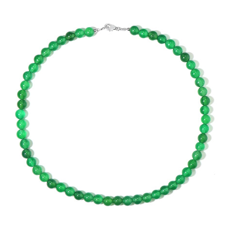 Zilveren halsketting met Groene onyxen