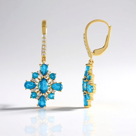 Boucles d'oreilles en argent et Apatite bleu néon