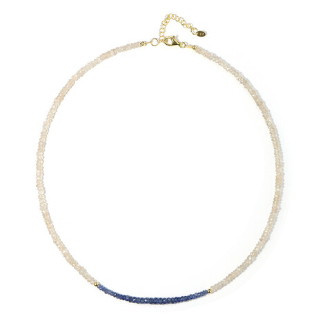 Zilveren halsketting met blauwe saffieren