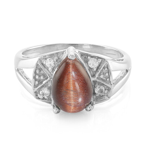 Zilveren ring met een rode tijgeroog