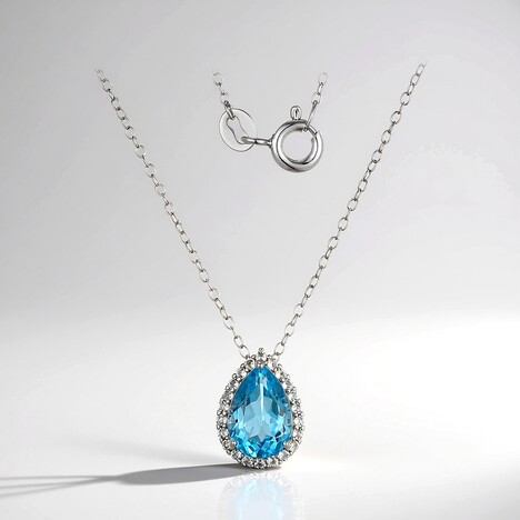 Collana in argento con Topazio Blu Svizzero