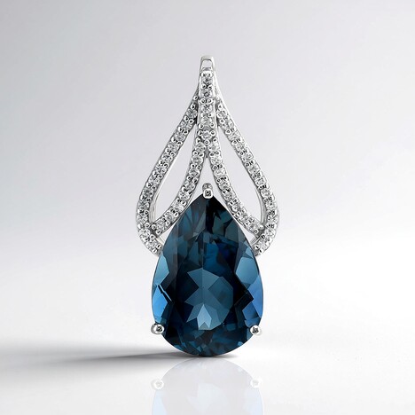 Pendentif en argent et Topaze bleu de Londres (de Melo Essence)