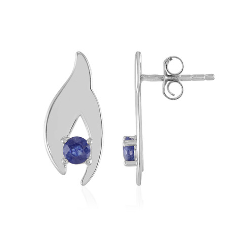 Pendientes en plata con Zafiro azul de Madagascar