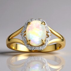 Anello in oro con Opale Bianco Brasiliano