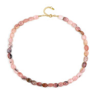Pinkfarbener Opal-Silberhalskette