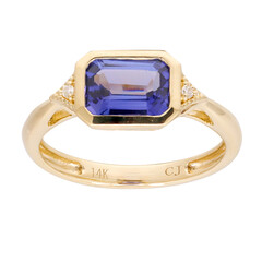 Gouden ring met een AAA tanzaniet (CIRARI)