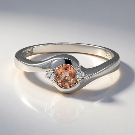 Anello in argento con Zaffiro Padparadscha