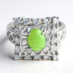 Anello in argento con Crisoprasio Imperiale