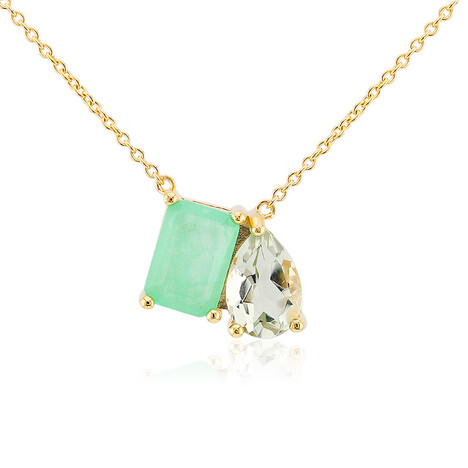 Collana in argento con Quarzo verde pastello