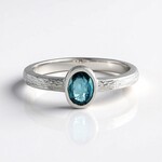 Anello in argento con Cianite Blu Foglia di Tè