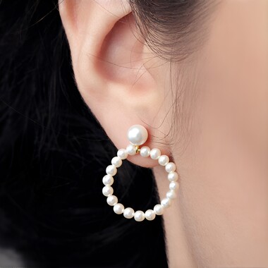 Boucles d'oreilles en argent et Perle blanche de culture d'eau douce (TPC)