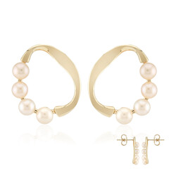 Pendientes en plata con Perla durazno Freshwater