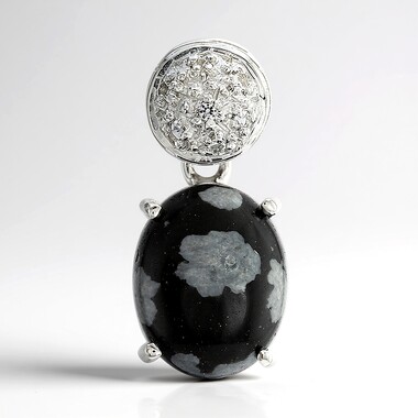 Snowflake Obsidian Silver Pendant