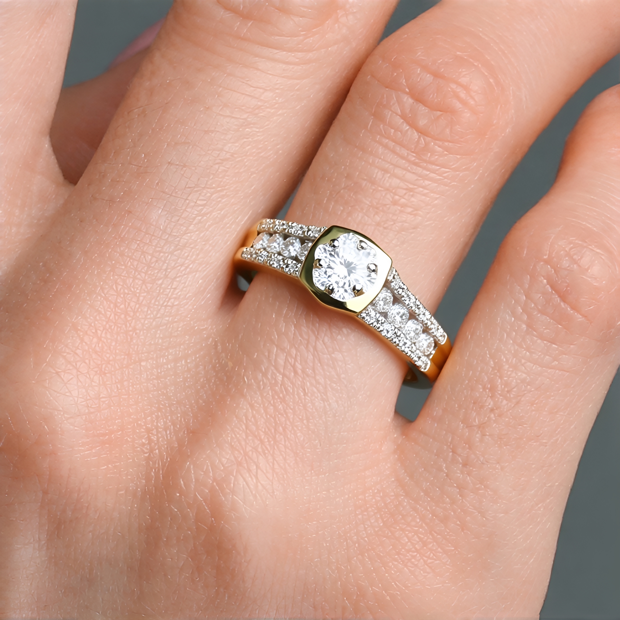 Bague En Or 18 Carats Sertie De Diamants 0.06 Carat - Taille 52, 1.79 G, Occasion Sans Marque