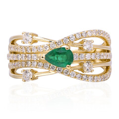 Gouden ring met een AAA Zambia smaragd