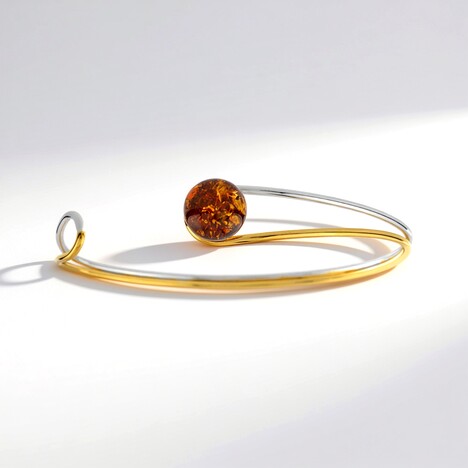 Bracciale in argento con Ambra Baltica Cognac (dagen)