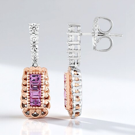 Orecchini in argento con Zaffiro Rosa del Madagascar (Gems en Vogue)