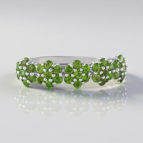 Anello in argento con Diopside Russo