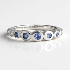 Bague en argent et Saphir bleu de Ceylan