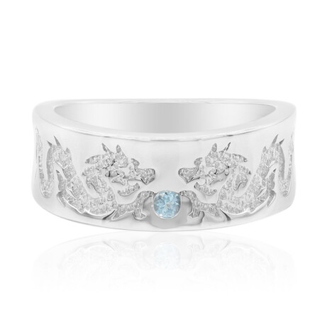 Anillo en plata con Topacio azul suizo