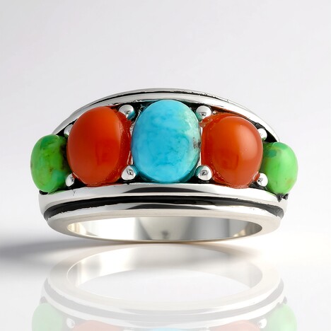 Anello in argento con Turchese Kingman Mohave Blu (Jones Lee)