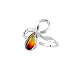 Anello in argento con Ambra Sunrise Baltica (dagen)