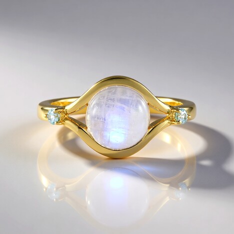 Anello in argento con Pietra di Luna Arcobaleno (KM by Juwelo)