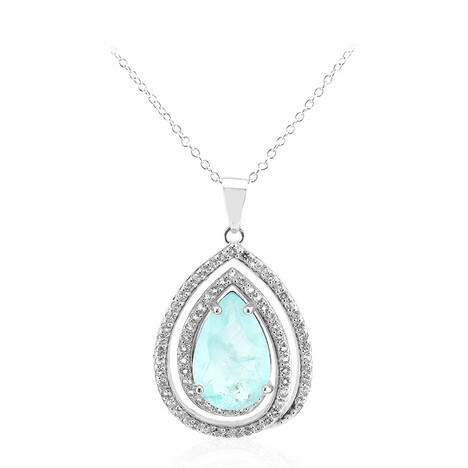 Collana in argento con Quarzo blu pastello