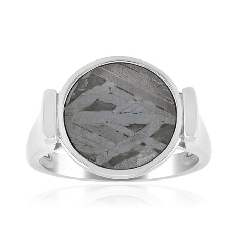 Anello in argento con Meteoriti di Aletai
