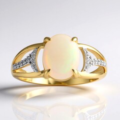 Anello in oro con Opale Bianco Brasiliano