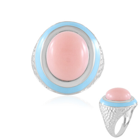 Zilveren ring met een roze opaal (de Melo Essence)