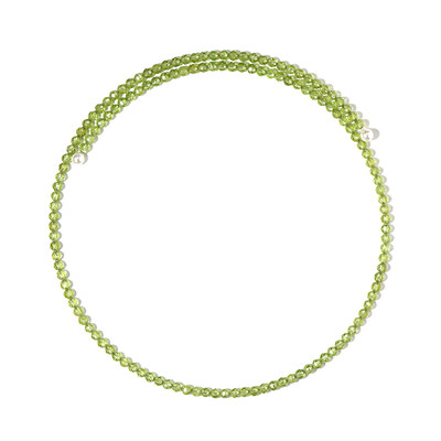 Collier ras du cou en acier et Péridot (Riya)