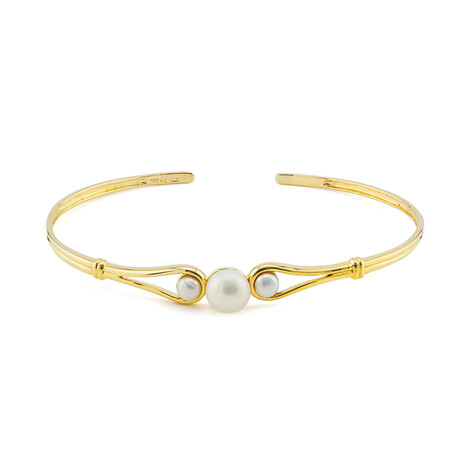 Weiße Süßwasserzuchtperlen-Silberarmreif