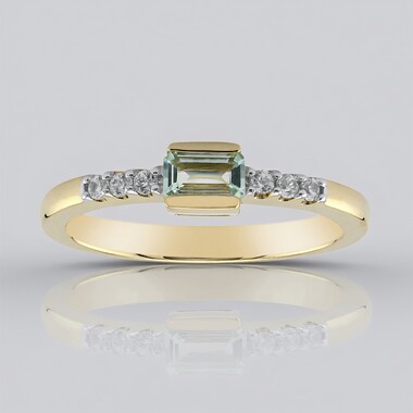 Anillo en oro con Berilo verde menta de Nigeria