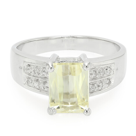 Bague pour homme en argent et Kunzite jaune canari