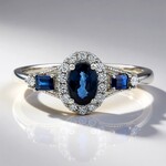 Anello in oro con Zaffiro Ceylon Blu