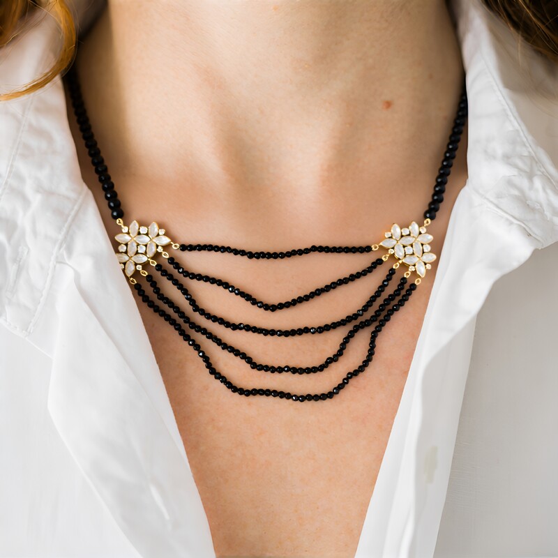 Edelstein-Silberhalskette (KM by Juwelo)