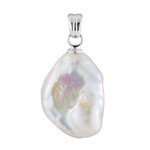 Zilveren hanger met een Witte zoetwater kweekparel