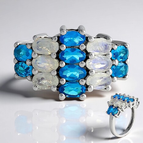Anello in argento con Apatite Blu Neon