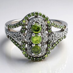 Anello in argento con Diamante Verde