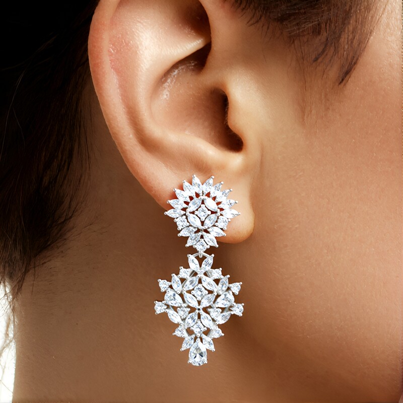 Pendientes en plata con Topacio blanco