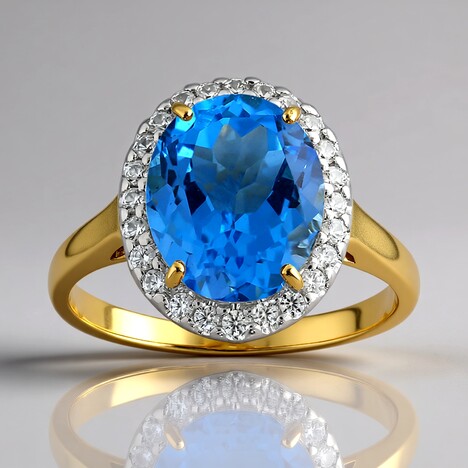 Bague en or et Topaze bleu Suisse (Adela Gold)