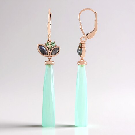 Orecchini in argento con Calcedonio Verde (KM by Juwelo)