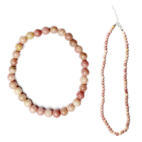 Zilveren halsketting met rhodonieten