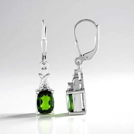 Orecchini in argento con Diopside Russo