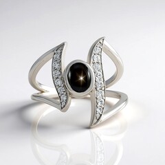 Anello in argento con Zaffiro Stellato Nero (de Melo Essence)