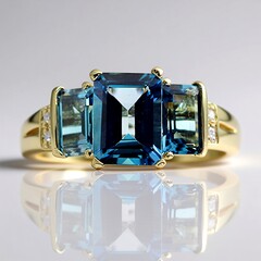 Anello in oro con Topazio Blu Londra