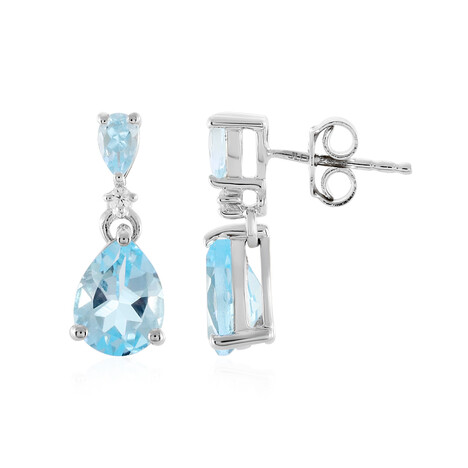 Zilveren oorbellen met hemel-blauwe topaasstenen